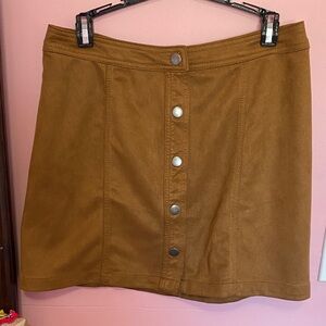 No Boundaries Tan Button-Front Mini Skirt